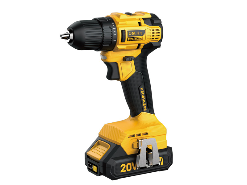 得力工具DL-DZ20-W1D2无刷锂电钻20V55N.m2Ah双电