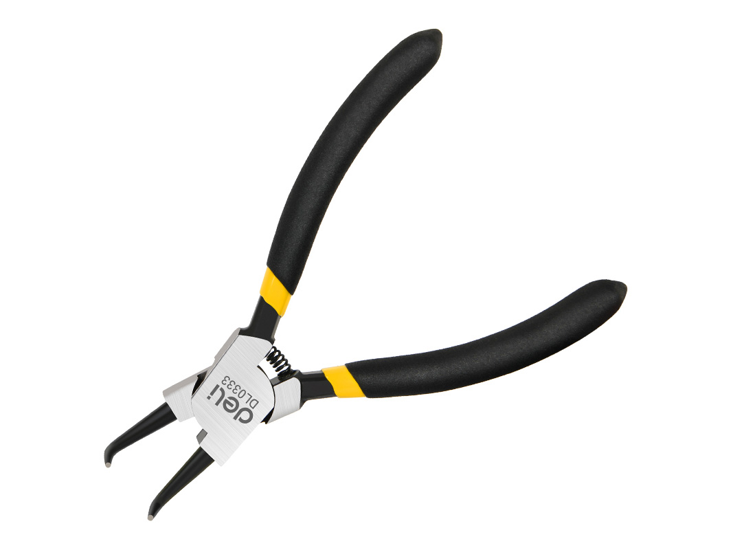 得力工具DL0333日式内弯卡簧钳5寸铬钒钢